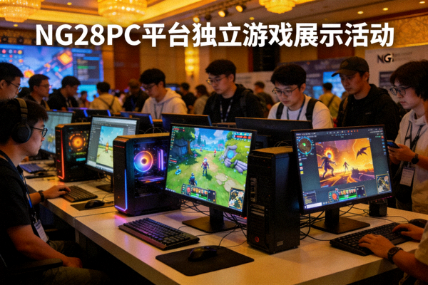NG28PC平台独立游戏展示活动照片，展示多款创意独立游戏作品