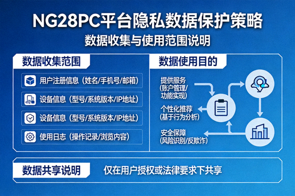 NG28PC平台隐私数据保护策略信息图，展示数据收集与使用范围