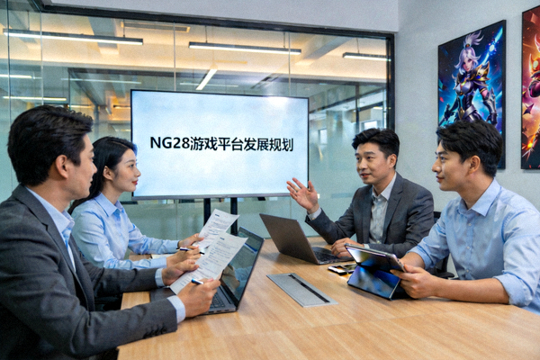NG28PC游戏官网核心团队成员在会议室讨论平台发展的照片，体现专业与协作
