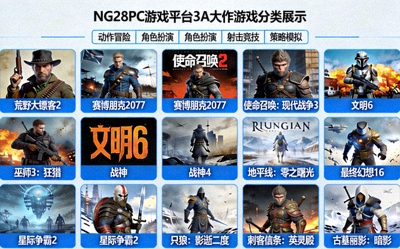 NG28PC游戏平台3A大作游戏分类展示 - 包含多款高画质大型游戏
